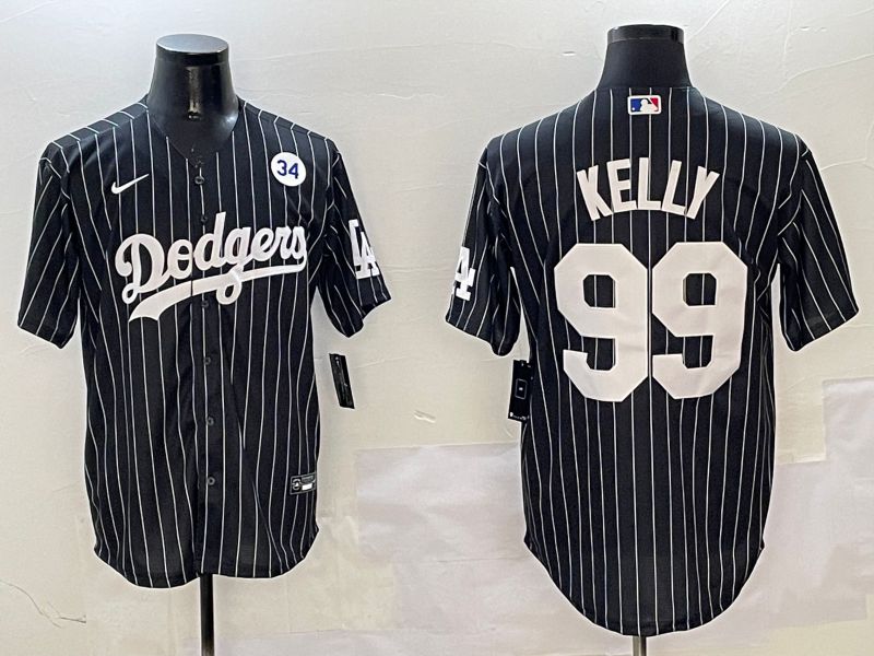 Men Los Angeles Dodgers #99 Kelly Black Stripe Jointly Name 2025 Nike MLB Jersey style 6